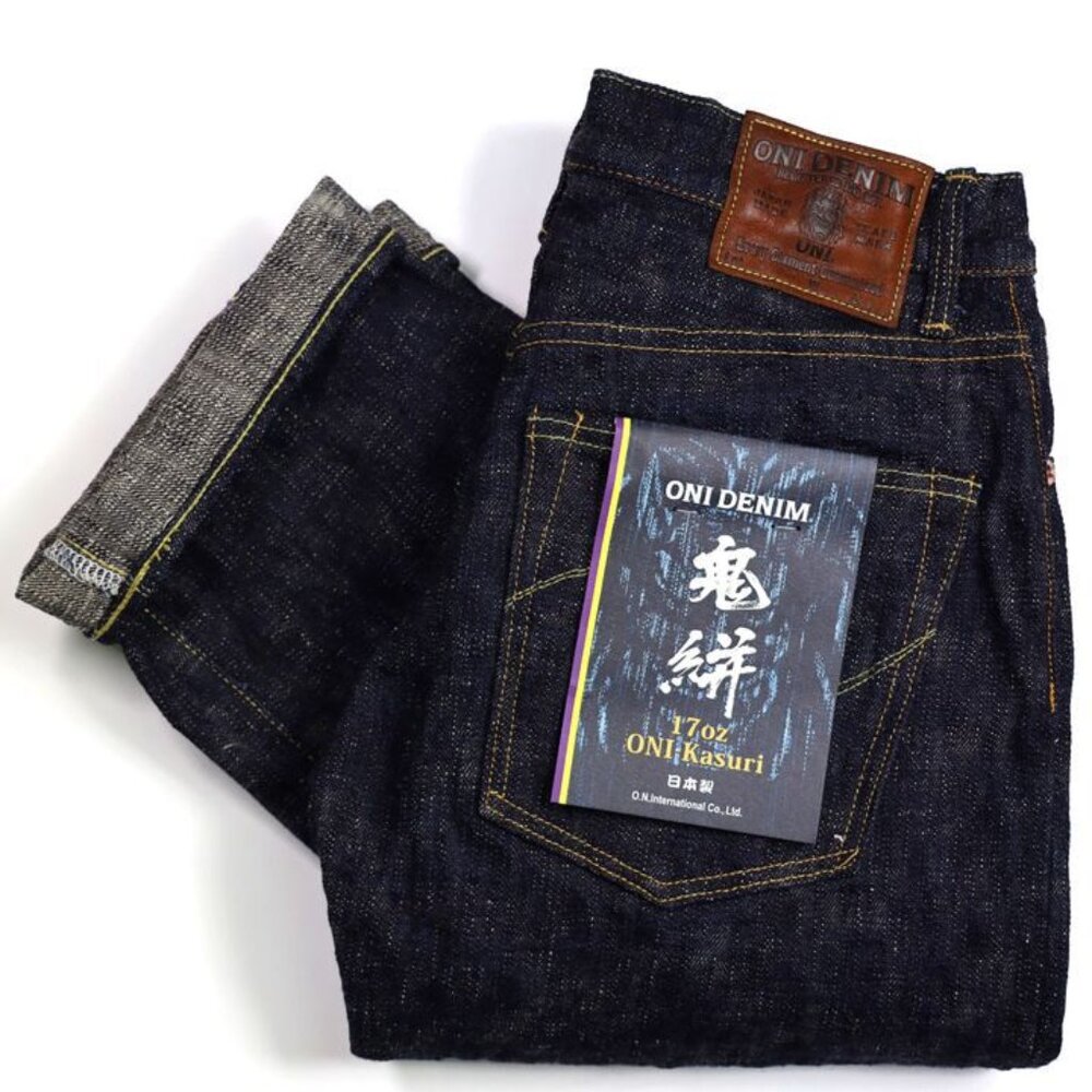 ONI 622-Kasuri 17oz ONI Kasuri Denim Relax Tapered (33)